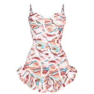 multi-marble print romper